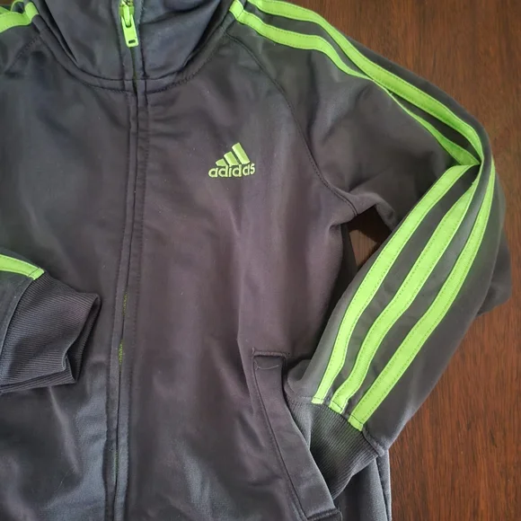 Kids Adidas Gray and Green Track Jacket - Picture 2 of 7